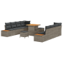 Set de Sofá de Jardín de 11 Piezas con Cojines Gris Ratán Poliéster Acacia by , Outdoor sofas - Ref: Foro24-3364838, Price: 7...