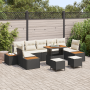 Juego de Sofás de Jardín de 10 Piezas con Cojines Negro Poliratán Acacia von , Outdoor-Sofas - Ref: Foro24-3364850, Preis: 75...