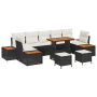 Juego de Sofás de Jardín de 10 Piezas con Cojines Negro Poliratán Acacia von , Outdoor-Sofas - Ref: Foro24-3364850, Preis: 75...