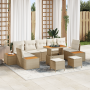 Juego de Sofás de Jardín de 10 Piezas con Cojines Beige Ratán Acacia von , Outdoor-Sofas - Ref: Foro24-3364851, Preis: 794,17...