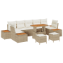 Juego de Sofás de Jardín de 10 Piezas con Cojines Beige Ratán Acacia von , Outdoor-Sofas - Ref: Foro24-3364851, Preis: 794,17...