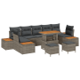 Juego de Sofá de Jardín de 10 Piezas con Cojines Ratán Sintético Gris Acacia von , Outdoor-Sofas - Ref: Foro24-3364853, Preis...