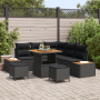 Conjunto de Sofá de Jardín de 8 piezas con Cojines Ratán Poliéster Negro Acacia de , Sofás de exterior - Ref: Foro24-3364859,...