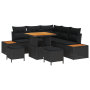 Conjunto de Sofá de Jardín de 8 piezas con Cojines Ratán Poliéster Negro Acacia de , Sofás de exterior - Ref: Foro24-3364859,...