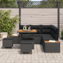 Conjunto de Sofá de Jardín de 8 piezas con Cojines Ratán Poliéster Negro Acacia de , Sofás de exterior - Ref: Foro24-3364859,...