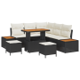 Conjunto de Sofás de Jardín de 8 Piezas con Cojines Ratán Poliratán Negro Acacia by , Outdoor sofas - Ref: Foro24-3364865, Pr...