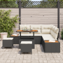 Conjunto de Sofás de Jardín de 8 Piezas con Cojines Ratán Poliratán Negro Acacia by , Outdoor sofas - Ref: Foro24-3364865, Pr...