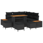 Juego de Sofá de Jardín de 9 Piezas con Cojines de Poliratán Negro y Acacia by , Outdoor sofas - Ref: Foro24-3364869, Price: ...