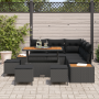 Juego de Sofá de Jardín de 9 Piezas con Cojines de Poliratán Negro y Acacia by , Outdoor sofas - Ref: Foro24-3364869, Price: ...