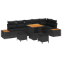 Juego de Sofá de Jardín de 9 Piezas con Cojines Negro Ratán PE Acacia von , Outdoor-Sofas - Ref: Foro24-3364879, Preis: 635,1...