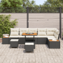 Juego Sofá Jardín 9 Piezas Cojines Ratán Poliéster Negro Acacia by , Outdoor sofas - Ref: Foro24-3364880, Price: 615,08 €, Di...