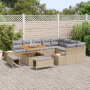 Juego de Sofás de Jardín de 12 Piezas con Cojines Beige Ratán Poliéster Acacia von , Outdoor-Sofas - Ref: Foro24-3364897, Pre...