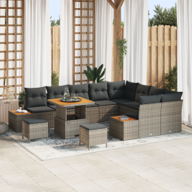 Juego de Sofás de Jardín de 12 Piezas con Cojines Gris Poliratán Acacia by , Outdoor sofas - Ref: Foro24-3364903, Price: 882,...