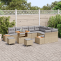 Juego de Sofá de Jardín de 12 Piezas con Cojines Beige Ratán Poliéster Acacia | Foro24.es | Tu tienda online para hogar, jardín y más Foro24.es