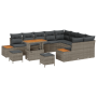 Juego de Sofá de Jardín de 12 Piezas con Cojines Gris Ratán Poli Acacia von , Outdoor-Sofas - Ref: Foro24-3364908, Preis: 856...