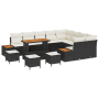 Conjunto de Sofás de Jardín de 13 Piezas con Cojines Negro Poliratán Acacia von , Outdoor-Sofas - Ref: Foro24-3364910, Preis:...
