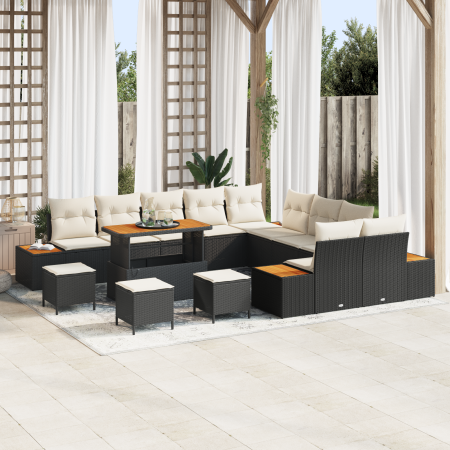 Juego de Sofá Jardín 14 Piezas con Cojines Ratán Poliéster Negro by , Outdoor sofas - Ref: Foro24-3364930, Price: 981,81 €, D...