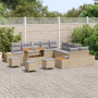 Juego de Sofá de Jardín de 14 Piezas con Cojines Beige Poliratán Acacia | Foro24.es | Tu tienda online para hogar, jardín y más Foro24.es