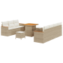 Juego de Sofá de Jardín de 10 Piezas con Cojines Beige Ratán Poliéster Acacia von , Outdoor-Sofas - Ref: Foro24-3364956, Prei...