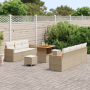 Juego de Sofá de Jardín de 10 Piezas con Cojines Beige Ratán Poliéster Acacia von , Outdoor-Sofas - Ref: Foro24-3364956, Prei...