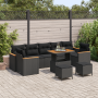 Juego de Sofás de Jardín de 10 Piezas con Cojines Negro Ratán de Polímero Acacia von , Outdoor-Sofas - Ref: Foro24-3364979, P...