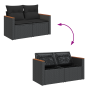 Juego de Sofás de Jardín de 10 Piezas con Cojines Negro Ratán de Polímero Acacia von , Outdoor-Sofas - Ref: Foro24-3364979, P...