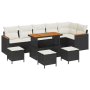 Juego de Sofá de Jardín de 10 Piezas con Cojines Poliratán Negro Acacia de , Sofás de exterior - Ref: Foro24-3365020, Precio:...