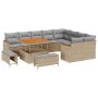 Juego de Sofás de Jardín de 12 Piezas con Cojines Beige Poliratán Acacia von , Outdoor-Sofas - Ref: Foro24-3365027, Preis: 92...