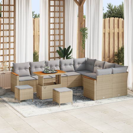 Juego de Sofá de Jardín de 12 Piezas con Cojines Beige Polirratán by , Outdoor sofas - Ref: Foro24-3365037, Price: 836,99 €, ...