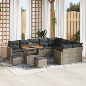 Conjunto de Sofás de Jardín de 12 Piezas con Cojines Gris Poliratán Acacia von , Outdoor-Sofas - Ref: Foro24-3365038, Preis: ...