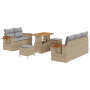 Juego de Sofás de Jardín de 8 Piezas con Cojines Beige Poliratán Acacia von , Outdoor-Sofas - Ref: Foro24-3365072, Preis: 587...