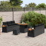 Set de Sofá de Jardín de 9 Piezas con Cojines Poliratán Negro Acacia de , Sofás de exterior - Ref: Foro24-3365074, Precio: 70...