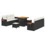 Conjunto de Sofá de Jardín de 9 Piezas con Cojines en Ratan Polirráton Negro Acacia von , Outdoor-Sofas - Ref: Foro24-3365075...