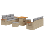 Conjunto de Sofás de Jardín de 9 Piezas con Cojines Ratán Sintético Beige Acacia von , Outdoor-Sofas - Ref: Foro24-3365077, P...