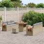 Conjunto de Sofás de Jardín de 9 Piezas con Cojines Ratán Sintético Beige Acacia von , Outdoor-Sofas - Ref: Foro24-3365077, P...
