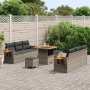Conjunto de Sofá de Jardín de 9 Piezas con Cojines Poliratán Gris Acacia von , Outdoor-Sofas - Ref: Foro24-3365078, Preis: 63...