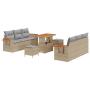 Juego de Sofás de Jardín de 9 Piezas con Cojines Ratán Sintético Beige Acacia von , Outdoor-Sofas - Ref: Foro24-3365082, Prei...