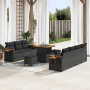 Juego de Sofás de Jardín de 10 Piezas con Cojines de Ratán Poliéster Negro by , Outdoor sofas - Ref: Foro24-3365084, Price: 7...