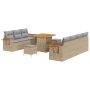 Juego de Sofá de Jardín de 10 Piezas con Cojines Beige Ratán Poli Acacia by , Outdoor sofas - Ref: Foro24-3365087, Price: 695...
