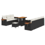 Juego de sofá de jardín de 10 piezas con cojines Poliratán negro Acacia von , Outdoor-Sofas - Ref: Foro24-3365090, Preis: 641...