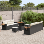 Juego de sofá de jardín de 10 piezas con cojines Poliratán negro Acacia von , Outdoor-Sofas - Ref: Foro24-3365090, Preis: 641...