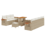 Juego de Sofá de Jardín de 10 Piezas con Cojines Beige Ratán Polipropileno Acacia von , Outdoor-Sofas - Ref: Foro24-3365091, ...