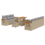 Juego de Sofás de Jardín de 10 Piezas con Cojines Beige de Poliratán y Acacia von , Outdoor-Sofas - Ref: Foro24-3365092, Prei...