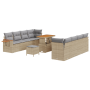 Juego de Sofá de Jardín de 11 Piezas con Cojines Beig de Poliratán Acacia by , Outdoor sofas - Ref: Foro24-3365102, Price: 74...
