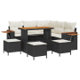 Juego de Sofá de Jardín 9 Piezas con Cojines de Rattan Poliéster Negro y Acacia by , Outdoor sofas - Ref: Foro24-3365130, Pri...