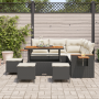 Juego de Sofá de Jardín 9 Piezas con Cojines de Rattan Poliéster Negro y Acacia by , Outdoor sofas - Ref: Foro24-3365130, Pri...