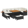 Juego de Sofá de Jardín de 9 Piezas con Cojines Negro Poliratán Acacia by , Outdoor sofas - Ref: Foro24-3365135, Price: 655,1...