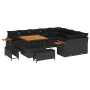 Juego de Sofá de Jardín de 12 Piezas con Cojines Negro de Poliratán y Acacia by , Outdoor sofas - Ref: Foro24-3365154, Price:...