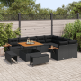 Juego de Sofá de Jardín de 12 Piezas con Cojines Negro de Poliratán y Acacia by , Outdoor sofas - Ref: Foro24-3365154, Price:...