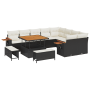 Set de Sofá de Jardín de 12 Piezas con Cojines - Poliratán Negro Acacia von , Outdoor-Sofas - Ref: Foro24-3365155, Preis: 874...